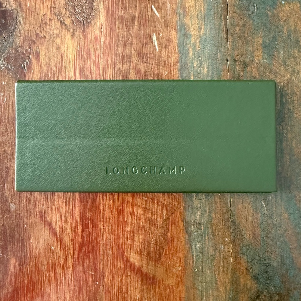 NWOT Longchamp green leather foldable sunglass case - Picture 3 of 5